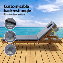 Load image into Gallery viewer, Gardeon Sun Lounge Wooden Lounger Outdoor Furniture Day Bed Wheel Patio Grey