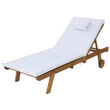 Load image into Gallery viewer, Gardeon Sun Lounge Wooden Lounger Outdoor Furniture Day Bed Wheel Patio White