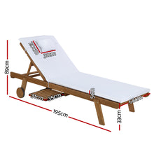Load image into Gallery viewer, Gardeon 2pc Sun Lounge Wooden Lounger Outdoor Furniture Day Bed Wheel Patio White