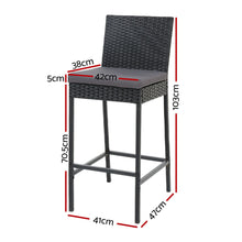 Load image into Gallery viewer, Gardeon Set of 4 Outdoor Bar Stools Wicker Black