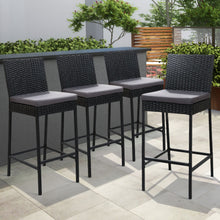 Load image into Gallery viewer, Gardeon Set of 4 Outdoor Bar Stools Wicker Black