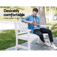 Load image into Gallery viewer, Gardeon Wooden Garden Bench 2 Seat Patio Furniture Timber Outdoor Lounge Chair White