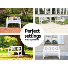 Load image into Gallery viewer, Gardeon Wooden Garden Bench 2 Seat Patio Furniture Timber Outdoor Lounge Chair White