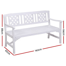 Load image into Gallery viewer, Gardeon Wooden Garden Bench 3 Seat Patio Furniture Timber Outdoor Lounge Chair White