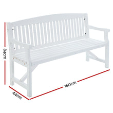 Load image into Gallery viewer, Gardeon Wooden Garden Bench Chair Outdoor Furniture Patio Deck 3 Seater White
