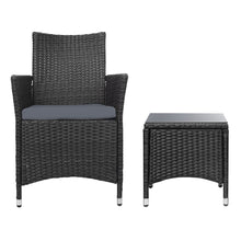 Load image into Gallery viewer, Gardeon 3 Piece Wicker Outdoor Furniture Set - Black