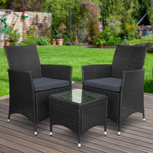Load image into Gallery viewer, Gardeon 3 Piece Wicker Outdoor Furniture Set - Black