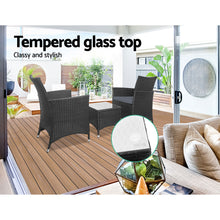 Load image into Gallery viewer, Gardeon 3 Piece Wicker Outdoor Furniture Set - Black