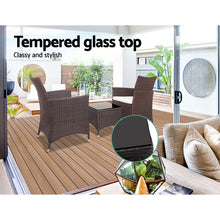 Load image into Gallery viewer, Gardeon 3pc Bistro Wicker Outdoor Furniture Set Brown