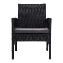 Load image into Gallery viewer, Outdoor Furniture Set of 2 Dining Chairs Wicker Garden Patio Cushion Black Gardeon