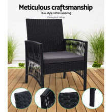 Load image into Gallery viewer, Outdoor Furniture Set of 2 Dining Chairs Wicker Garden Patio Cushion Black Gardeon