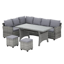 Load image into Gallery viewer, Gardeon 8 Seater Outdoor Dining Set Furniture Lounge Sofa Set Wicker Ottoman