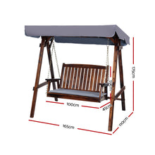 Load image into Gallery viewer, Gardeon Swing Chair Wooden Garden Bench Canopy 2 Seater Outdoor Furniture