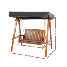 Load image into Gallery viewer, Outdoor Gardeon Swing Chair Wooden Garden Bench Canopy 2 Seater