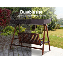 Load image into Gallery viewer, Wooden Outdoor Gardeon Swing Chair Garden Bench Canopy 3 Seater