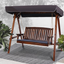 Load image into Gallery viewer, Wooden Outdoor Gardeon Swing Chair Garden Bench Canopy 3 Seater