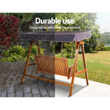 Load image into Gallery viewer, Gardeon Outdoor Wooden Swing Chair Garden Bench Canopy 3 Seater