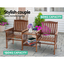 Load image into Gallery viewer, Gardeon Garden Bench Chair Table Loveseat Wooden Outdoor Furniture Patio Park Brown