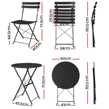 Load image into Gallery viewer, Gardeon Outdoor Setting Table and Chairs Folding Patio Furniture Bistro Set