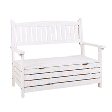 Load image into Gallery viewer, Gardeon Outdoor Storage Bench Box Wooden Garden Chair 2 Seat Timber Furniture White