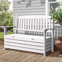 Load image into Gallery viewer, Gardeon Outdoor Storage Bench Box Wooden Garden Chair 2 Seat Timber Furniture White