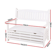 Load image into Gallery viewer, Gardeon Outdoor Storage Bench Box Wooden Garden Chair 2 Seat Timber Furniture White