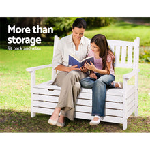 Load image into Gallery viewer, Gardeon Outdoor Storage Bench Box Wooden Garden Chair 2 Seat Timber Furniture White