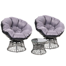 Load image into Gallery viewer, Gardeon Outdoor Lounge Setting Papasan Chairs Table Patio Furniture Wicker Grey