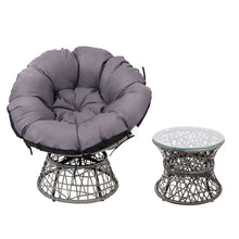 Load image into Gallery viewer, Gardeon Outdoor Lounge Setting Papasan Chairs Table Patio Furniture Wicker Grey