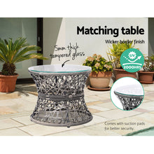 Load image into Gallery viewer, Gardeon Outdoor Lounge Setting Papasan Chairs Table Patio Furniture Wicker Grey