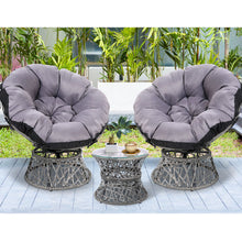Load image into Gallery viewer, Gardeon Outdoor Lounge Setting Papasan Chairs Table Patio Furniture Wicker Grey