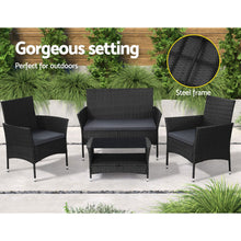 Load image into Gallery viewer, Gardeon 4 Piece Outdoor Dining Set Furniture Lounge Setting Table Chairs Black