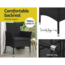 Load image into Gallery viewer, Gardeon 4 Piece Outdoor Dining Set Furniture Lounge Setting Table Chairs Black
