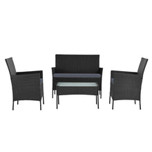 Load image into Gallery viewer, Gardeon 4-piece Outdoor Lounge Setting Wicker Patio Furniture Dining Set Black