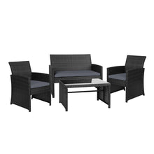 Load image into Gallery viewer, Gardeon Rattan Furniture Outdoor Lounge Setting Wicker Dining Set w/Storage Cover Black