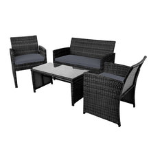 Load image into Gallery viewer, Gardeon Rattan Furniture Outdoor Lounge Setting Wicker Dining Set w/Storage Cover Black