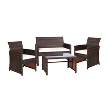 Load image into Gallery viewer, Gardeon Rattan Furniture Outdoor Lounge Setting Wicker Dining Set w/Storage Cover Brown