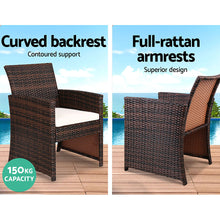 Load image into Gallery viewer, Gardeon Rattan Furniture Outdoor Lounge Setting Wicker Dining Set w/Storage Cover Brown