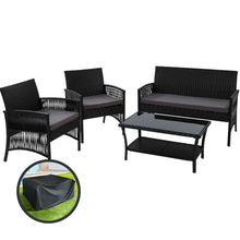 Load image into Gallery viewer, Gardeon 4 PCS Outdoor Furniture Outdoor Lounge Setting Rattan Patio Dining Set