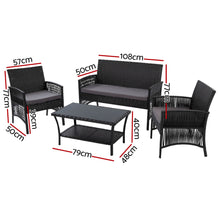 Load image into Gallery viewer, Gardeon 4 PCS Outdoor Furniture Outdoor Lounge Setting Rattan Patio Dining Set