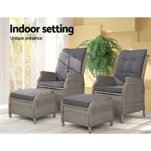 Load image into Gallery viewer, Gardeon Set of 2 Recliner Chairs Sun lounge Outdoor Patio Furniture Wicker Sofa Lounger