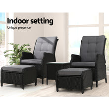 Load image into Gallery viewer, Gardeon Recliner Chairs Sun lounge Setting Outdoor Furniture Patio Garden Wicker