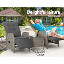 Load image into Gallery viewer, Gardeon Recliner Chairs Outdoor Sun lounge Setting Patio Furniture Wicker Sofa
