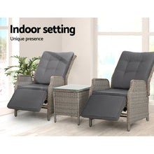 Load image into Gallery viewer, Gardeon Recliner Chairs Outdoor Sun lounge Setting Patio Furniture Wicker Sofa