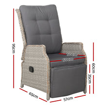 Load image into Gallery viewer, Gardeon Sun lounge Setting Recliner Chair Outdoor Furniture Patio Wicker Sofa