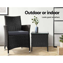 Load image into Gallery viewer, Gardeon Side Table Coffee Patio Desk Outdoor Furniture Rattan Indoor Garden Black
