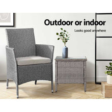 Load image into Gallery viewer, Gardeon Side Table Coffee Patio Desk Outdoor Furniture Rattan Indoor Garden Grey