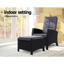 Load image into Gallery viewer, Sun lounge Recliner Wicker Patio Chair Black