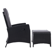 Load image into Gallery viewer, Set of 2 Outdoor Patio Sun Lounge Recliner Wicker Chairs with Ottomans