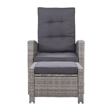 Load image into Gallery viewer, Sun lounge Recliner Chair Wicker Lounger Sofa Day Bed Outdoor Furniture Patio Garden Cushion Ottoman Grey Gardeon